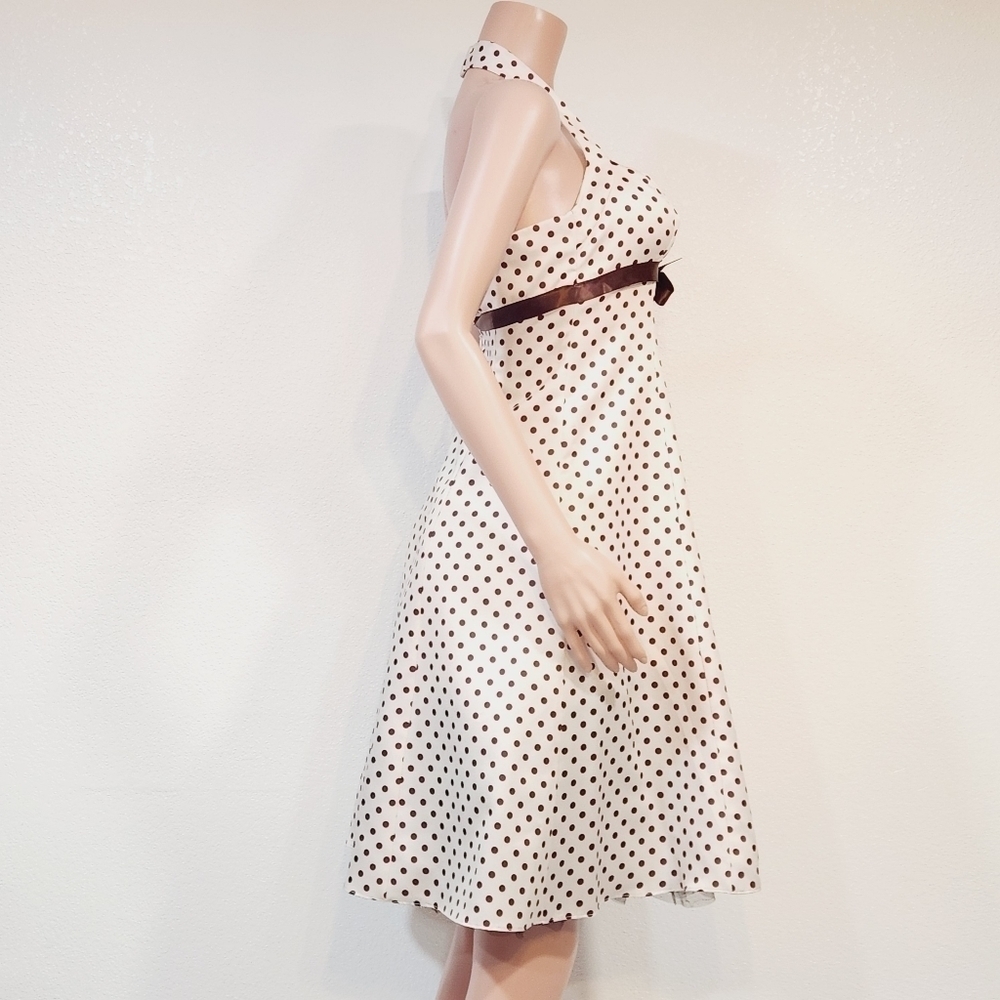 Zum ZUM by Niki Livas White And Brown Polkadot Halter 50s Style Deeds Sz 5/6 - Picture 11 of 13